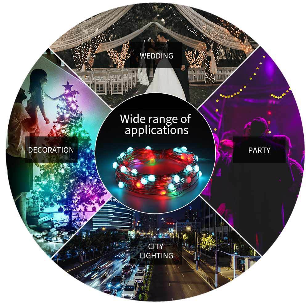 Colorful large particle string lights